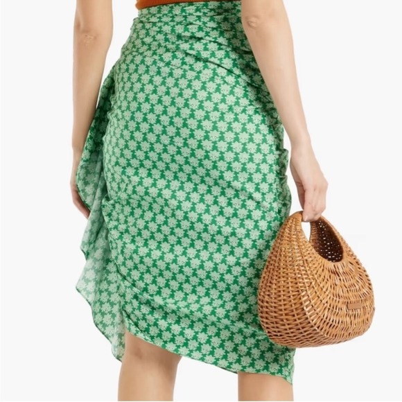 RHODE Dresses & Skirts - RHODE Green Asymmetric Felicity Scalloped Ruffle Skirt Women's Size 6